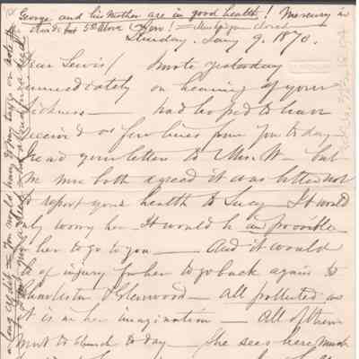 Lewis Summers from John M. Woodbridge, Jan 9, 1870