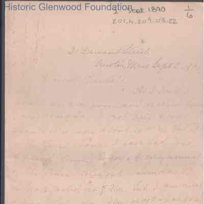 Russell G. Quarrier from Elizabeth S. Quarrier, Sep 2, 1890