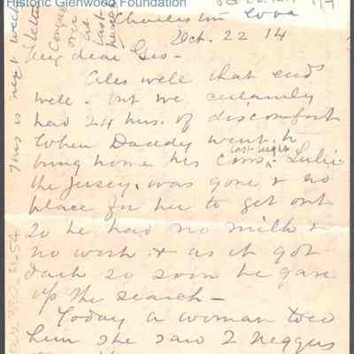 George W. Summers from Lucy W. Summers, Oct 22, 1914