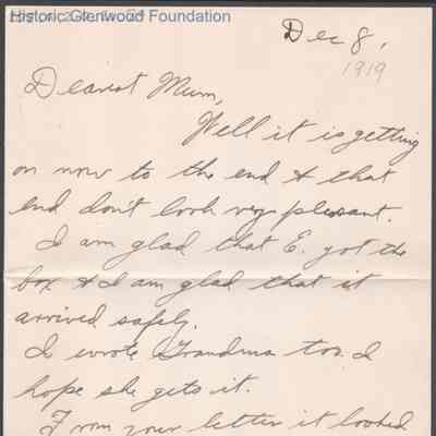 Elizabeth S. Quarrier from Alexander W. Quarrier, Dec 8, 1919