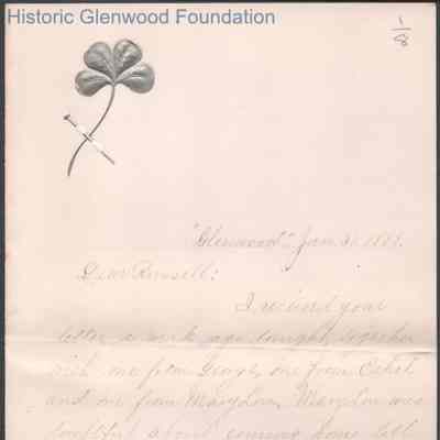 Russell G. Quarrier from Elizabeth S. Quarrier, Jan 31, 1888