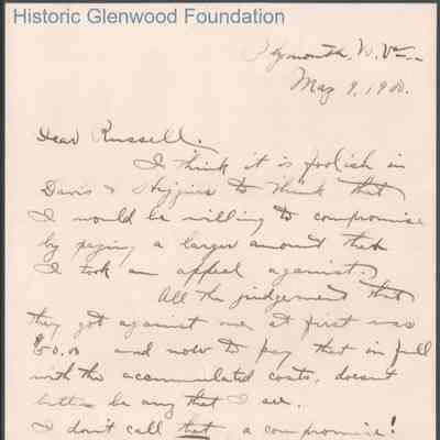 Russell G. Quarrier from Lewis Summers, Jr., May 9, 1900