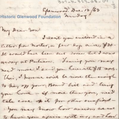 Lewis Summers from Judge George Summers, Dec 13, 1863