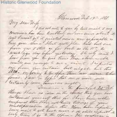 Lucy W. Summers from Lewis Summers, Feb 19, 1868