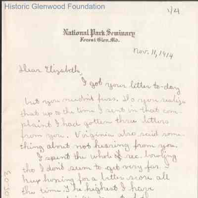Elizabeth G. Quarrier from Lucy S. Quarrier, Nov 11, 1914