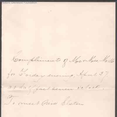 Lewis & Lucy W. Summers, invitation from Mr. & Mrs. Mills, no date