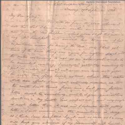 Sydney Lucy Summers Summers from William Shaw Summers, Sept. 17, 1833