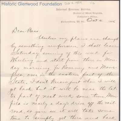 Elizabeth S. Quarrier from George W. Summers, Oct 4, 1894