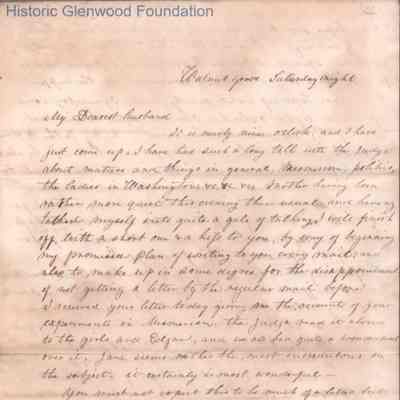 Judge George Summers from Amacetta Laidley Summers, Feb 1843