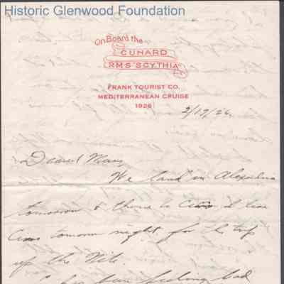 Elizabeth S. Quarrier from Alexander W. Quarrier, Feb 17, 1926