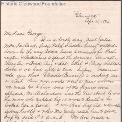George W. Summers from Amacetta Summers, Apr 15, 1894