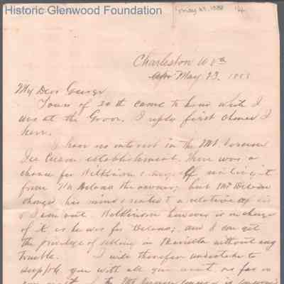 George W. Summers from Lewis Summers, May 23, 1888