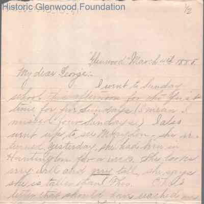 George W. Summers from Elizabeth S. Quarrier, Mar 4, 1888