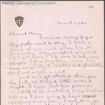Elizabeth S. Quarrier from Lucy S. Quarrier, Mar 11, 1915