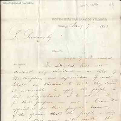 Judge Lewis Summers; 1843 letter, from unknown author