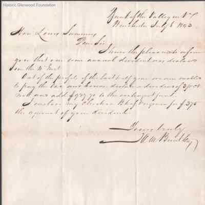 Judge Lewis Summers, 1843 letter from unknown author