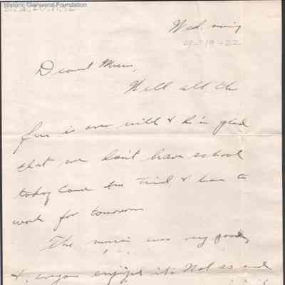 Elizabeth S. Quarrier from Alexander W. Quarrier, Apr 19, 1922