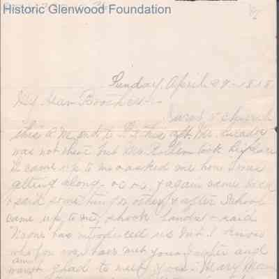 George W. Summers from Elizabeth S. Quarrier, Apr 29, 1888