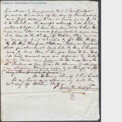 James C. McFarland Slave Purchase from John Clarkson, Oct 20, 1847