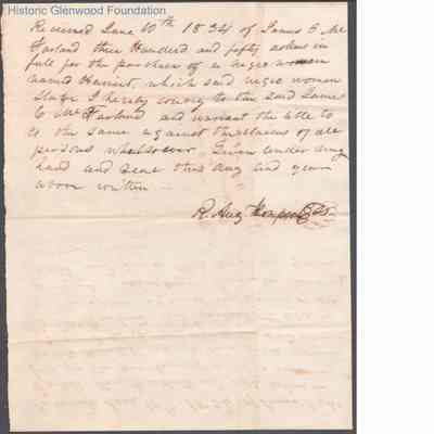 James C. McFarland Slave Purchase from Robert A. Thompson, Jun 10, 1834