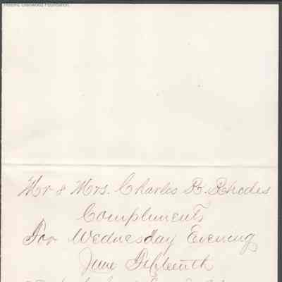 Lewis & Lucy W. Summers, invitation from Mr. & Mrs. Charles R. Rhodes, no date