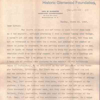 Lucy W. Summers from George W. Summers, March 18, 1923