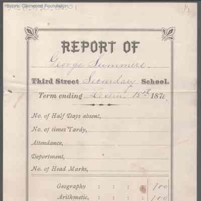 George W. Summers, Progress Report, Third Street Secondary School, Dec 15, 1876