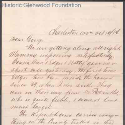 George W. Summers from Lewis Summers, Oct 19, 1884