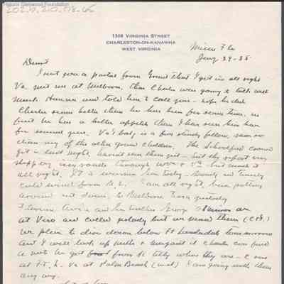 Elizabeth S. Quarrier from Russell G. Quarrier, Jan 29, 1935