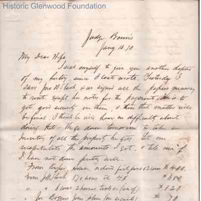 Lucy W. Summers from Lewis Summers, Jan 16, 1870