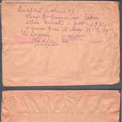 envelope with notation, reverse