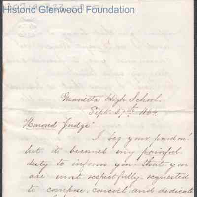 Lewis Summers from "Ella M. C.," a Marietta College classmate, Sep 27, 1864