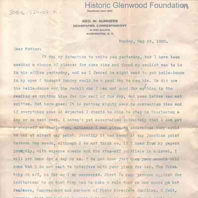 Lucy Woodbridge Summers from George W. Summers, May 24,1920