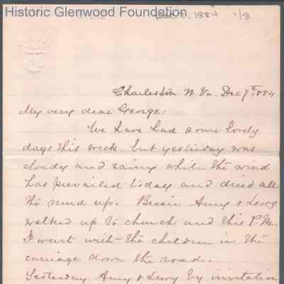 George W. Summers from Lucy W. Summers, Dec 7, 1884