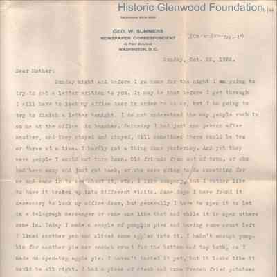 Lucy W. Summers from George W. Summers, October 22, 1222