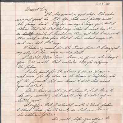 Lucy S. Quarrier from Alexander W. Quarrier, Jan 15, 1930