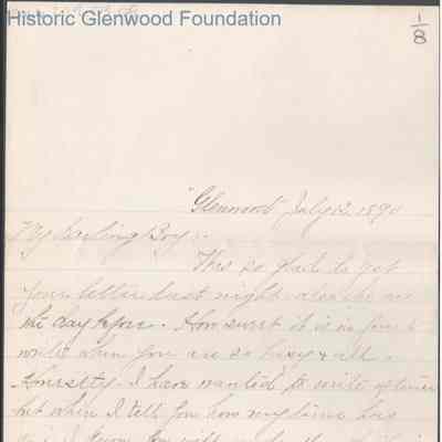 Russell G. Quarrier from Elizabeth S. Quarrier, Jul 12, 1890