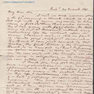 Judge Lewis Summers from B. Peyton, Mar 30, 1841