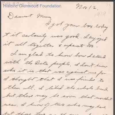 Elizabeth S. Quarrier from Alexander W. Quarrier, Nov 12, 1919