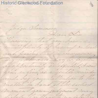 Judge George Summers from Julia McFarland, no date