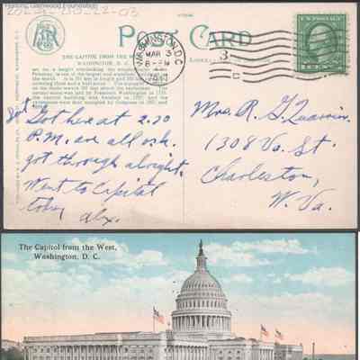 Postcard to Elizabeth S. Quarrier from Alexander W. Quarrier, Mar 3, 1917