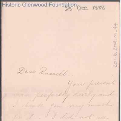 Russell G. Quarrier from Elizabeth S. Quarrier, Dec 25, 1888