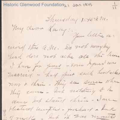 Lucy S. Quarrier from Elizabeth S. Quarrier, Jan 21, 1915