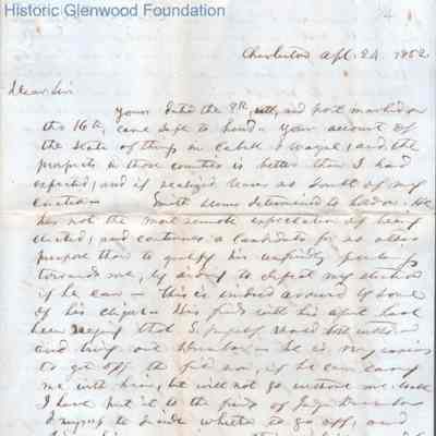 Judge George Summers to John O. Laidley, Apr 24, 1852