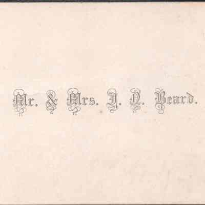 Calling card for Mr. & Mrs. J. R. Beard, no date
