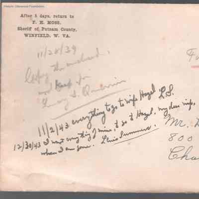 Lewis Summers, Jr., to Lucy Summers Quarrier, Nov 28, 1939