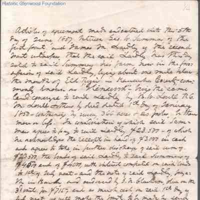 Judge George Summers and James. M. Laidley, Articles of Agreement for Glenwood Purchase, Jun 5, 1857
