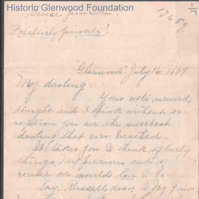 Russell G. Quarrier from Elizabeth S. Quarrier, Jul 16, 1889