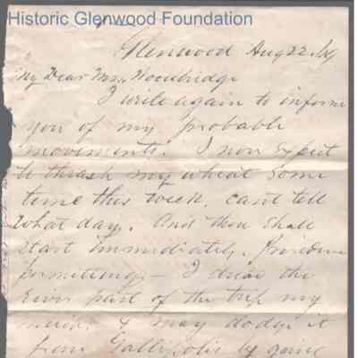 Lewis Summers to Mrs. Woodbridge, Aug 22, 1869