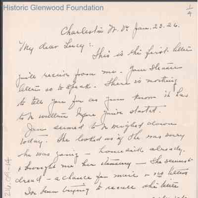 Lucy S. Quarrier from Elizabeth S. Quarrier, Jan 23, 1926